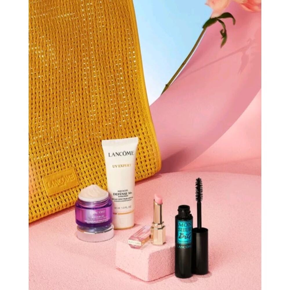Lancôme 5pc Summer Collection Bundle Gift Set + Tote & Génifique Sample NWT